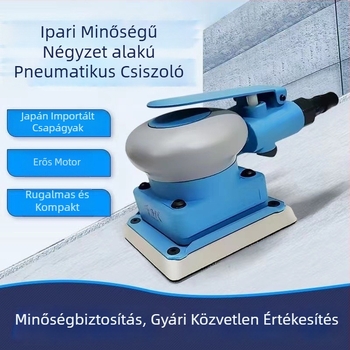 75x100 négyzetes pneumatikus csiszoló- és polírozógép felületfiniseléshez, narancs héj textúra, autóipari alkatrészekhez és bútorokhoz.