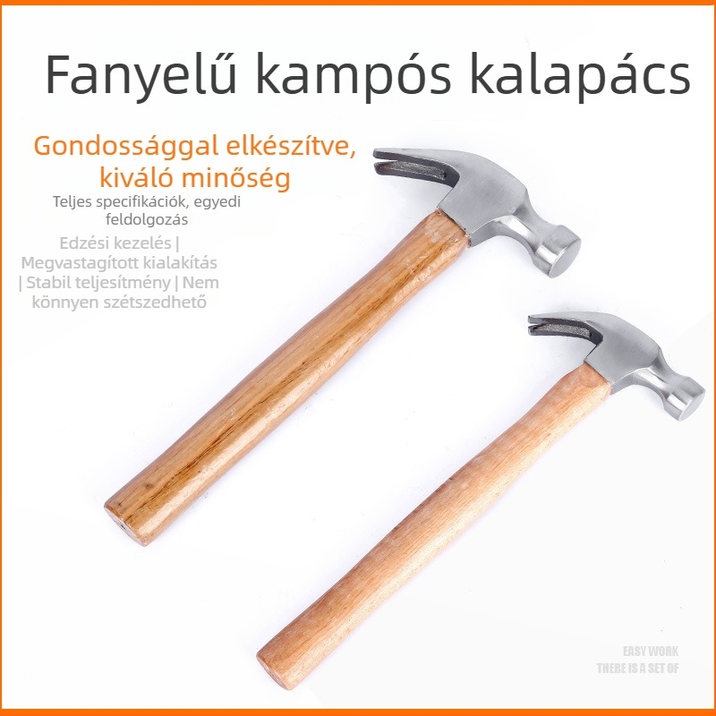 Kalapács fa nyéllel, karbonacél fejjel, elérhető 0,25/0,5/0,75 kg, teljes hossz 330 mm