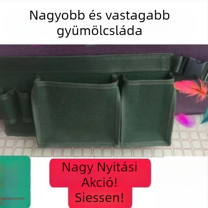 Vászon szerszámtáska övre, masszív, nagy kapacitású, többfunkciós övtáska faipari és szerelési munkákhoz.
