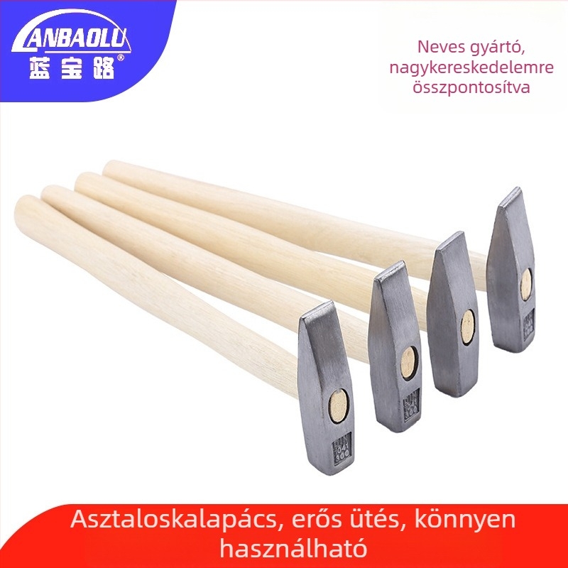 Lanbao Road 45# acél szerelő kalapács, lapos fejű, 200 g, fa nyél