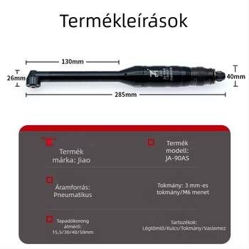 JAO ipari szintű pneumatikus hosszított könyökcsiszoló JA-90AS a formák üregeinek polírozására és csiszolására, kopásálló típus