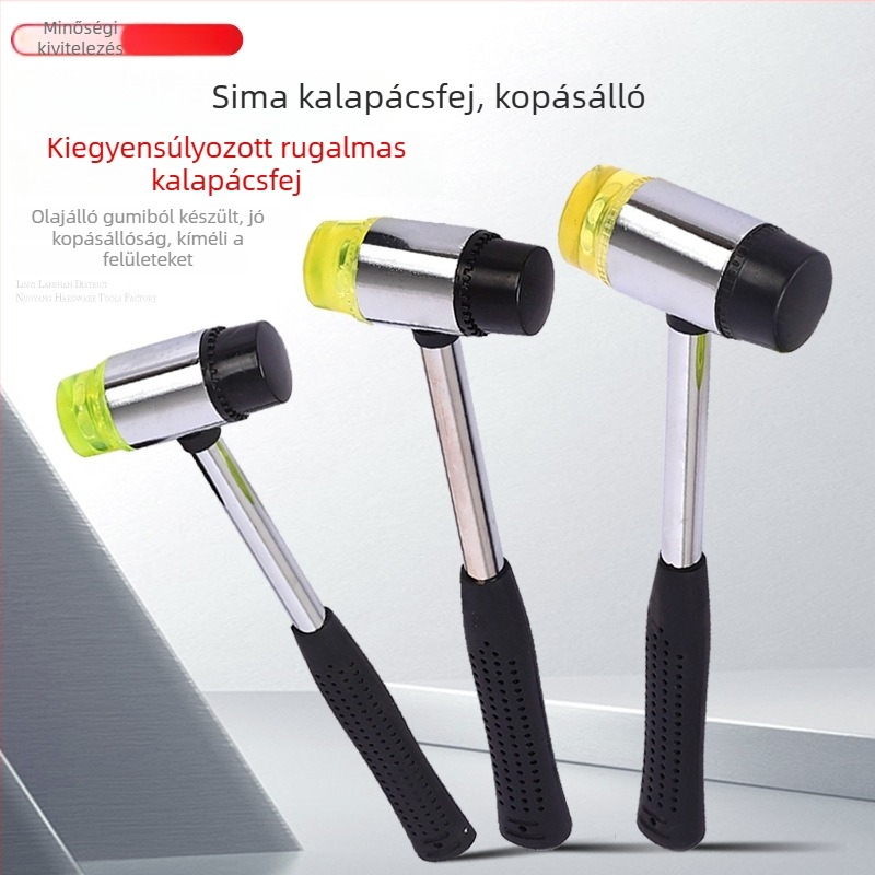 Személyre szabott gumi kalapács, kétfejű, masszív testű, acélcsővel készült szerelőkalapács, növényfestő kalapács
