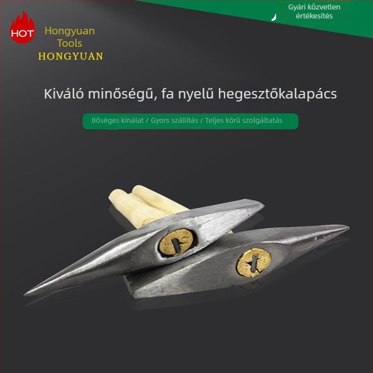 Vasúti vizsgálati kalapács fejével és fa nyéllel, hegesztési kalapács 300 g / 500 g