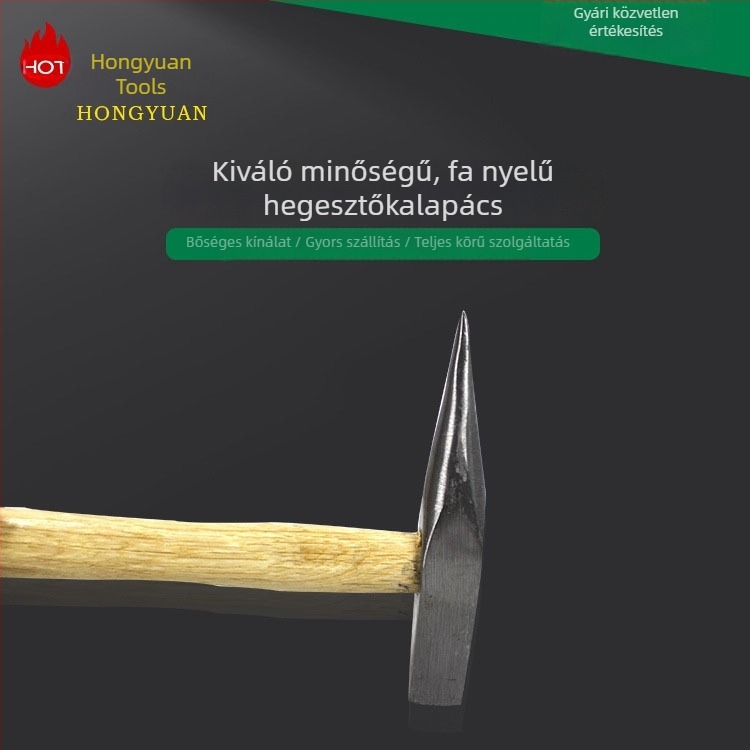 Vasúti vizsgálati kalapács fejével és fa nyéllel, hegesztési kalapács 300 g / 500 g