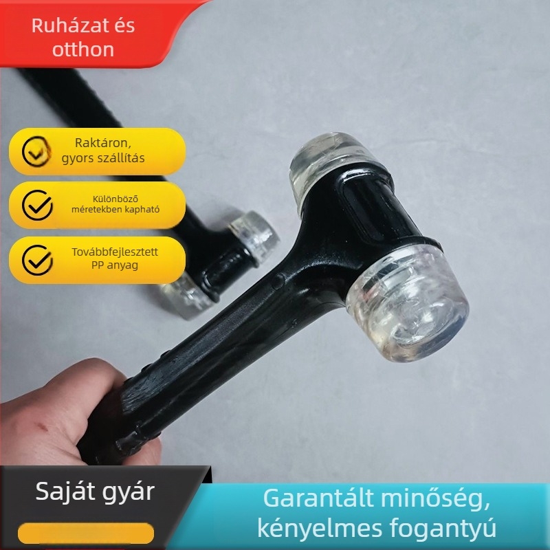 Kétfunkciós gumibalta és műanyag spatula csempefelhelyezéshez; csúszásmentes padló; szegélyzáró ragasztószalag a fugákhoz; ütésálló szerelési kalapács