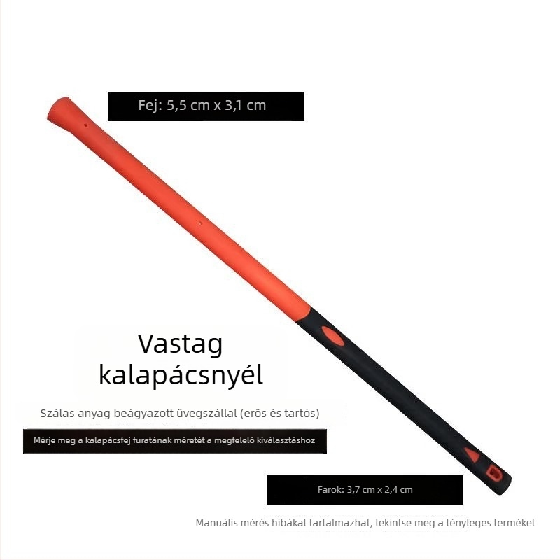 Szálas műanyagból készült kalapácsnyél, antivibrációs PVC-markolattal