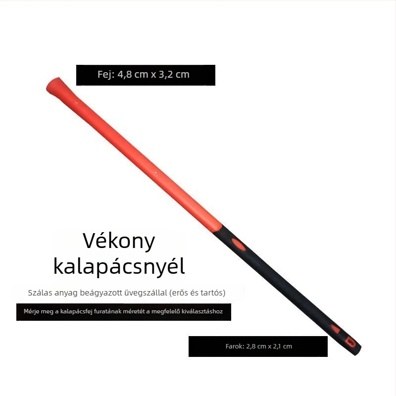 Szálas műanyagból készült kalapácsnyél, antivibrációs PVC-markolattal