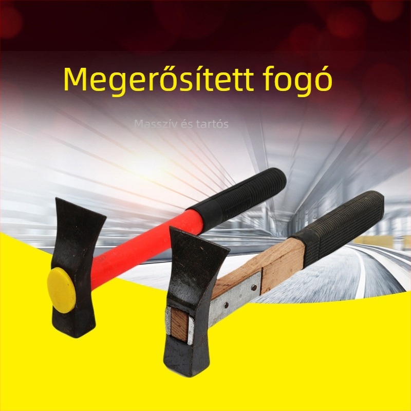 Reinforced wooden-handle planing adze and brick-tapping tool