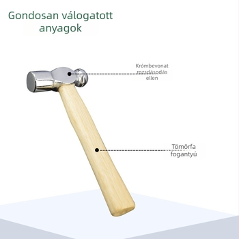 Mini golyófejű kalapács fa markolattal, fej magas széntartalmú acélból