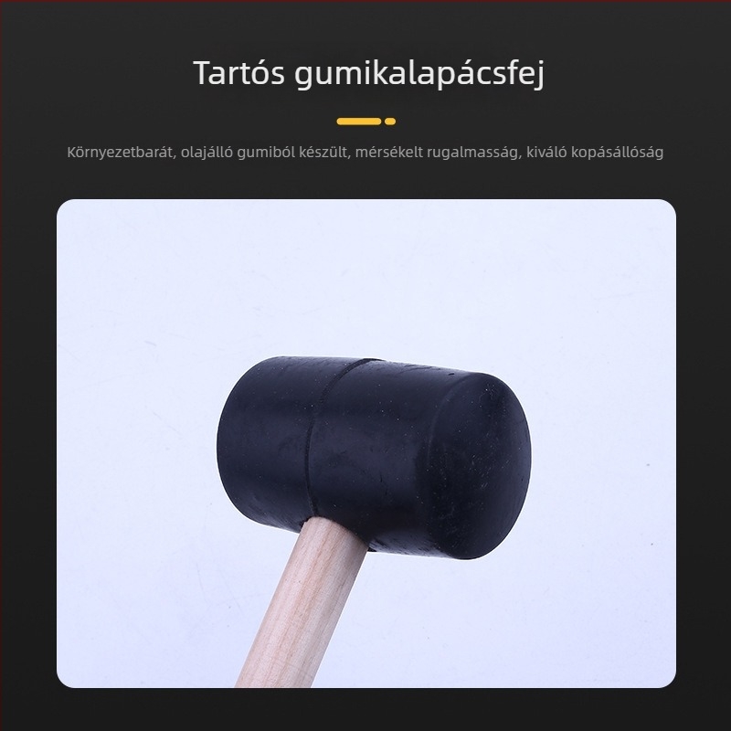 Gumi kalapács csempe felrakásához, többfunkciós igazító kalapács, fa nyél, 300 g
