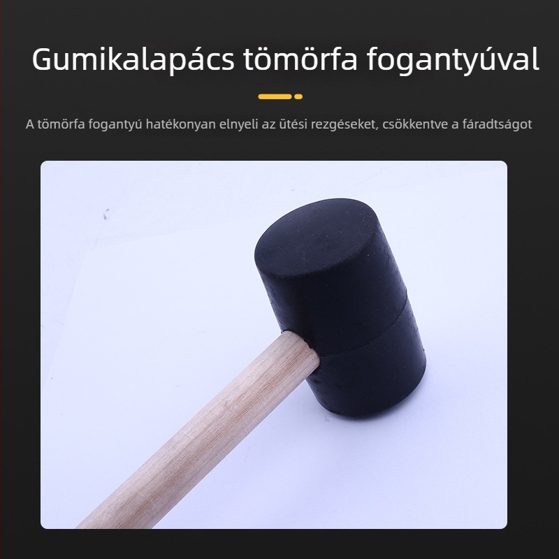 Gumi kalapács csempe felrakásához, többfunkciós igazító kalapács, fa nyél, 300 g