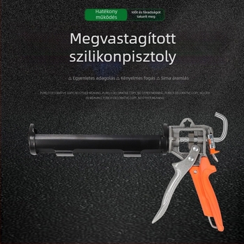 Üvegszilikon ragasztópisztoly, nehéz kivitelben automatikus ragasztóvágóval, professzionális szilikon-alkalmazó és fugázó eszköz