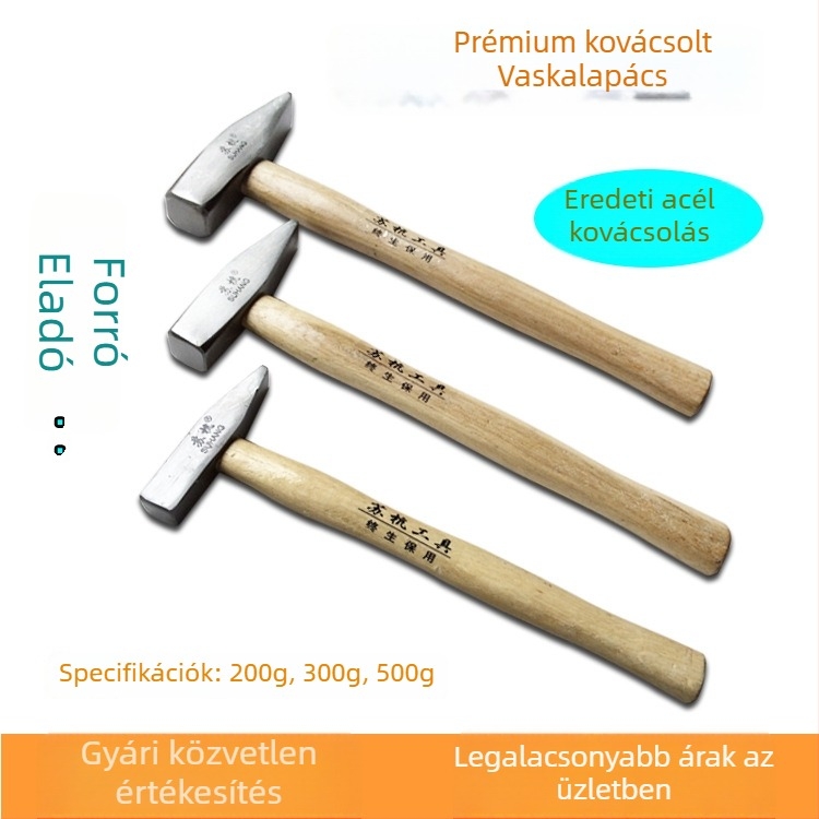 Fa nyelű szerelőkalapács, 100/200/300/500 g, acél fej