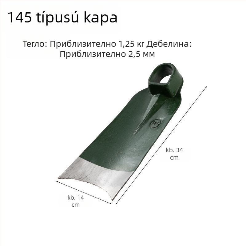 Kapálókapa mangánacélból a talaj ásására, zöldségek ültetésére, gyomirtásra és talaj fellazítására.