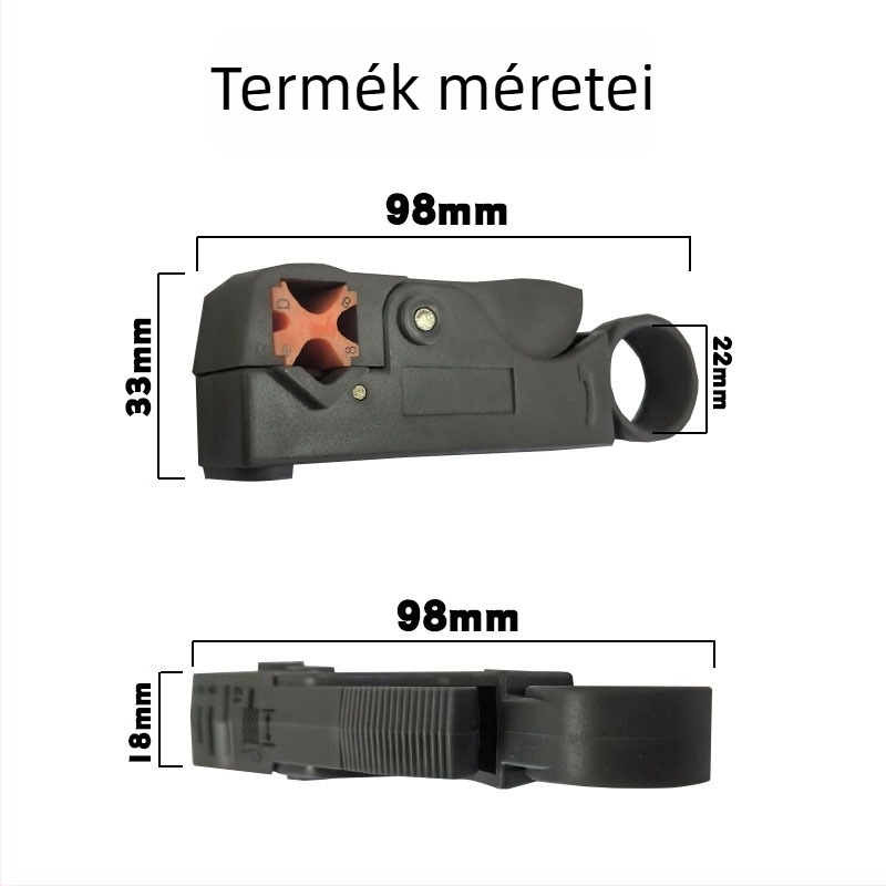 Többfunkciós vezetékcsupaszító fogó koaxiális, videó- és telefonkábelekhez