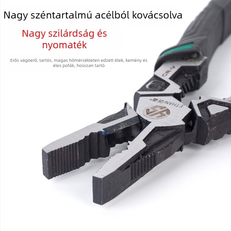 9 hüvelykes ipari minőségű multifunkciós fogó villanyszerelők számára, tűhegyes és lapos szájú