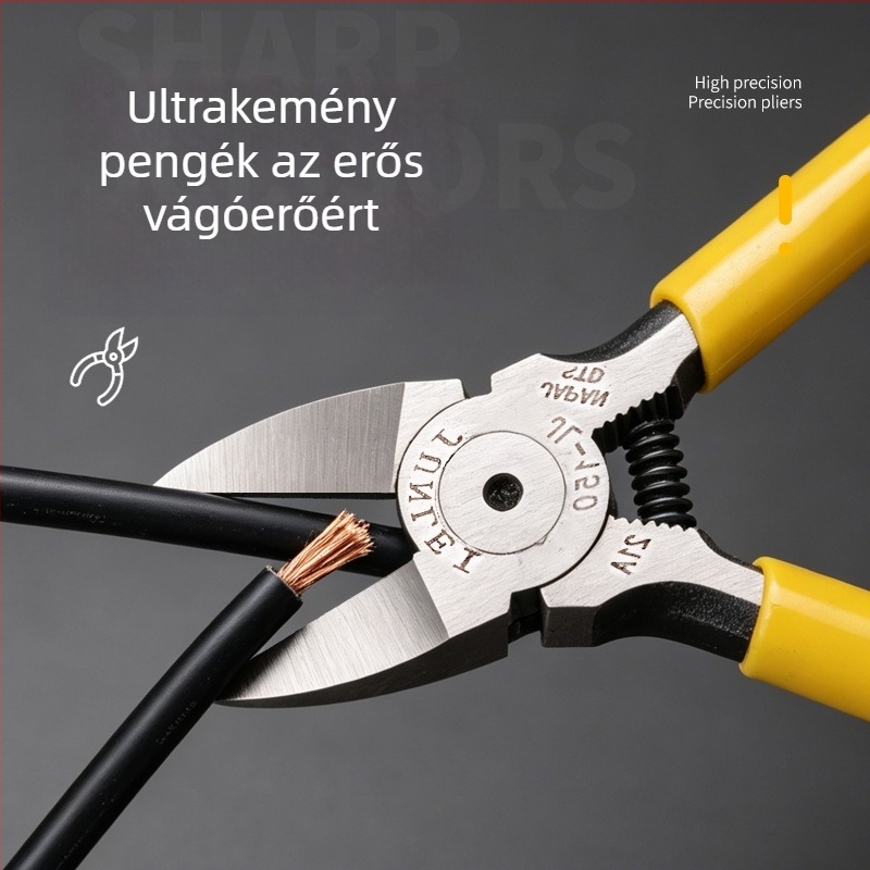 Krom-vanádium acél huzalvágó és villanyszerelő fogó, 5in/6in, diagonális vágás, ferde szájú, ipari minőség