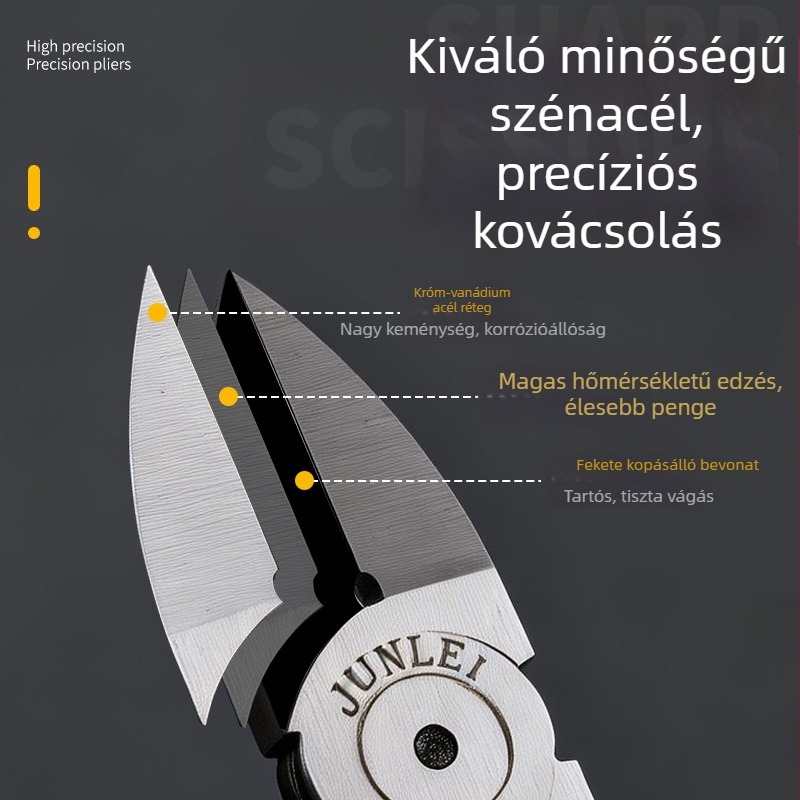 Krom-vanádium acél huzalvágó és villanyszerelő fogó, 5in/6in, diagonális vágás, ferde szájú, ipari minőség