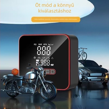 Autóba szerelhető vezeték nélküli levegőpumpa, hordozható elektromos gumiabroncs pumpa nagy nyomáson