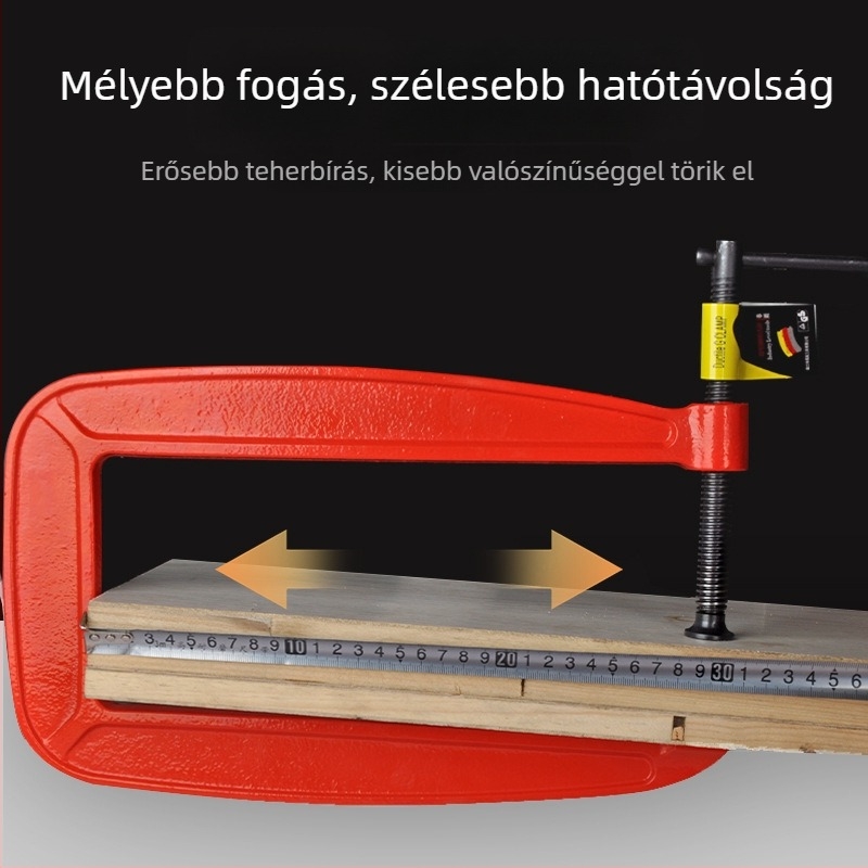 G-alakú asztalos szorító mély torokkal és vastag állcsúcsokkal, nehéz kivitelű szerszám
