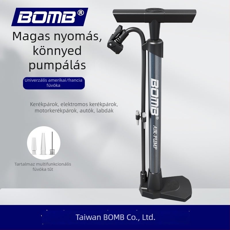 Bomb hordozható kerékpárpumpa MTB-hez, manométerrel, 160 PSI