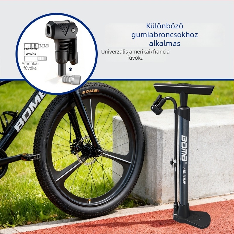 Bomb hordozható kerékpárpumpa MTB-hez, manométerrel, 160 PSI