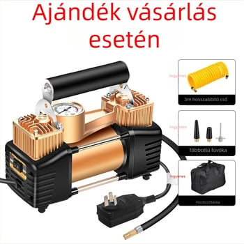 220V-os kéthengeren működő elektromos levegőpumpa otthoni és autós használatra, magas nyomású gumiabroncs inflator