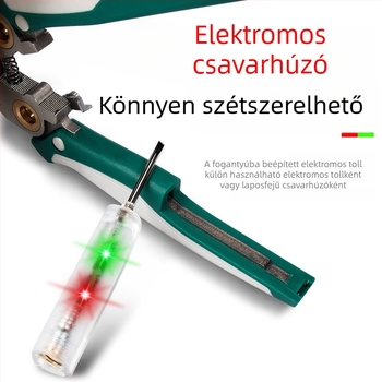 Összecsukható, többfunkciós vezetékbontó és szigetelés eltávolító fogó testerrel – villanyszerelő eszköz