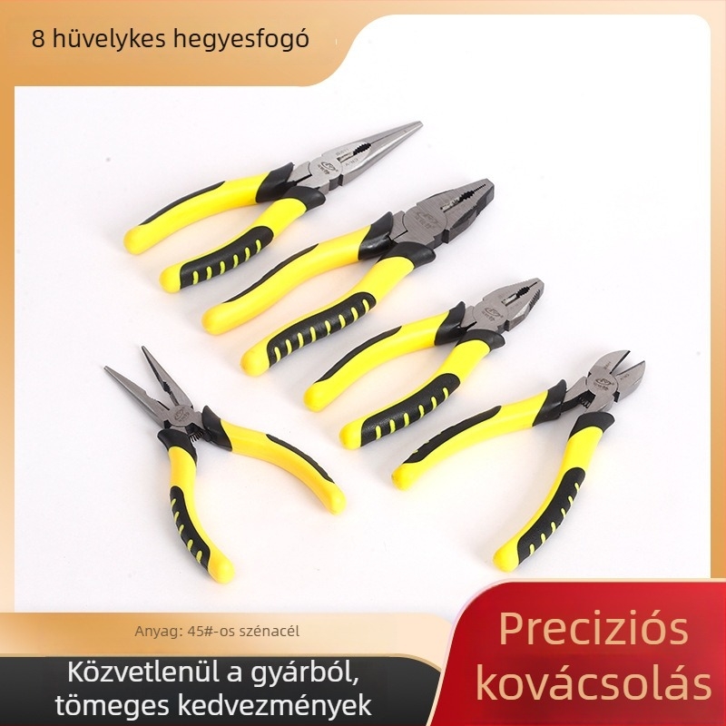 Malite 8 hüvelykes és 6 hüvelykes acél huzalvágók, tűsorú fogó, Nr. 45 acél zárófogó, teljes hőkezelés, többfunkciós