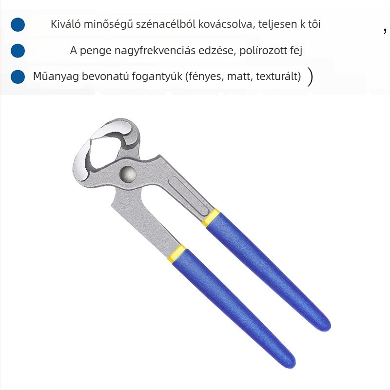 Ipari minőségű, többfunkciós fogó műanyag bevonatú markolattal, 6/8/10 hüvelyk, szögkihúzó fogó
