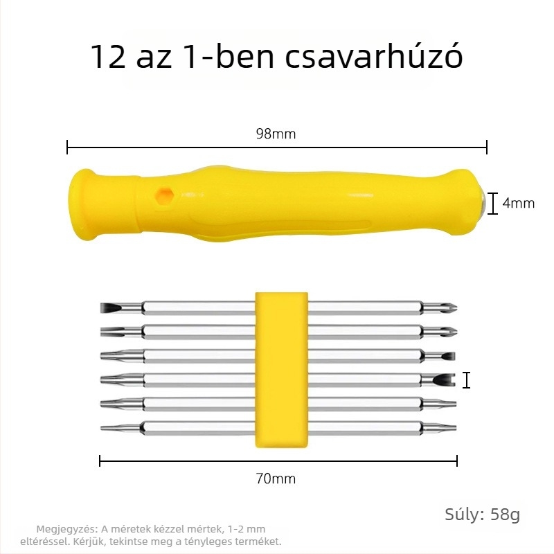 6 darabos Torx csavarhúzó készlet Y- és U-alakú fejjel, Phillips és egyenes bitek, Cr-Mo acélból, nem mágneses, kamerákhoz