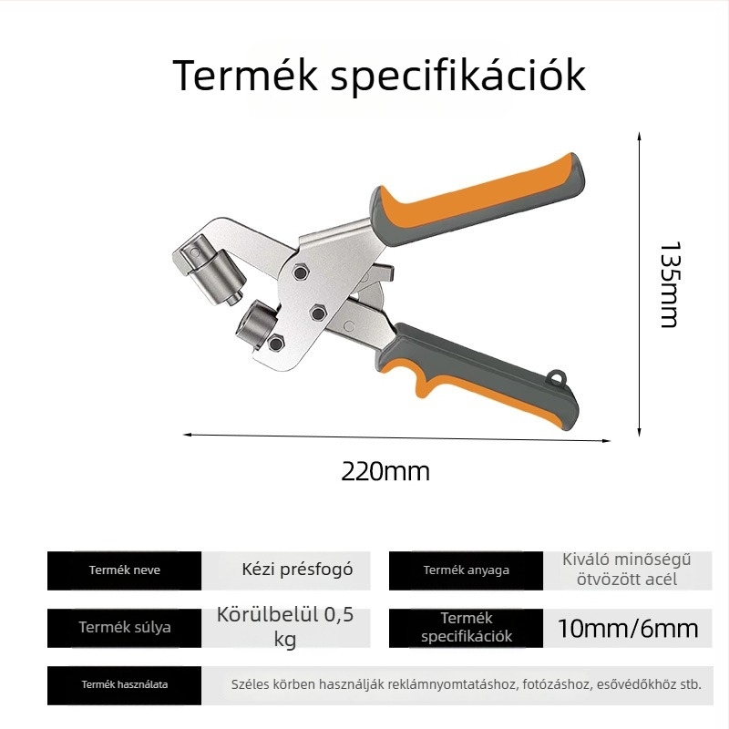 Többfunkciós lyukasztó fogó övekhez, bőrhöz, papírhoz és fémhez
