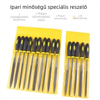 Két színű műanyag fogantyújú reszelőkészlet, 10 darab, méretek 3x140 mm, 4x160 mm, 5x180 mm