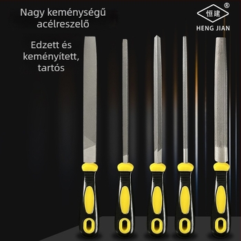 Fém- és famegmunkáláshoz készlet reszelők: egyenes, félkörös és háromszög reszelő, kettős vágású, 200 mm hosszú, fogantyúval