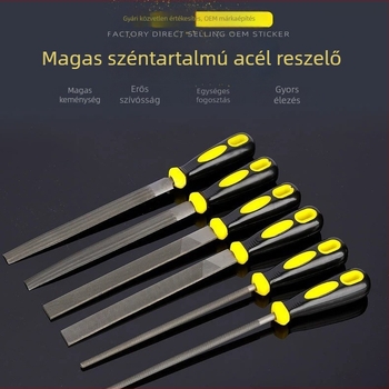 Csúszásmentes két színű markolatos acélfájl, precízen kovácsolt, 6 hüvelykes hosszú