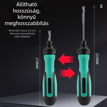13–1 multifunkcionális racsnis csavarhúzó készlet, teleszkópos, Y-alakú háromszög forma, mágneses krom-vanádium acél