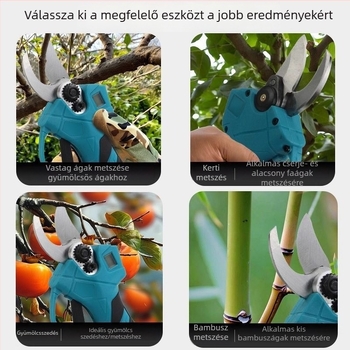 Vezeték nélküli akkumulátoros lítium-ion metszőolló, újratölthető elektromos kertészeti olló, hordozható készlet vastag ágakhoz