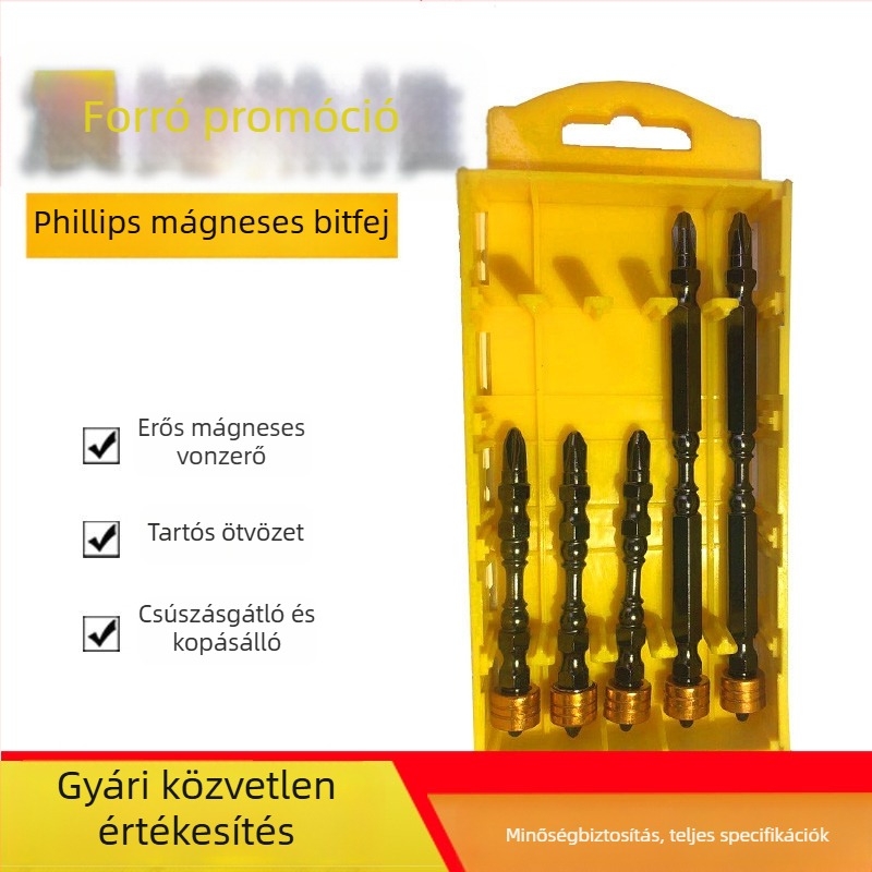 Mágneses Philips csavarhúzó bit készlet, 5 darabos és 3 darabos változatok, S2 szerszámacél, hatszög alakú markolat, kézi fúróhoz és elektromos csavarhúzóhoz, 5 mm-es csavarokhoz