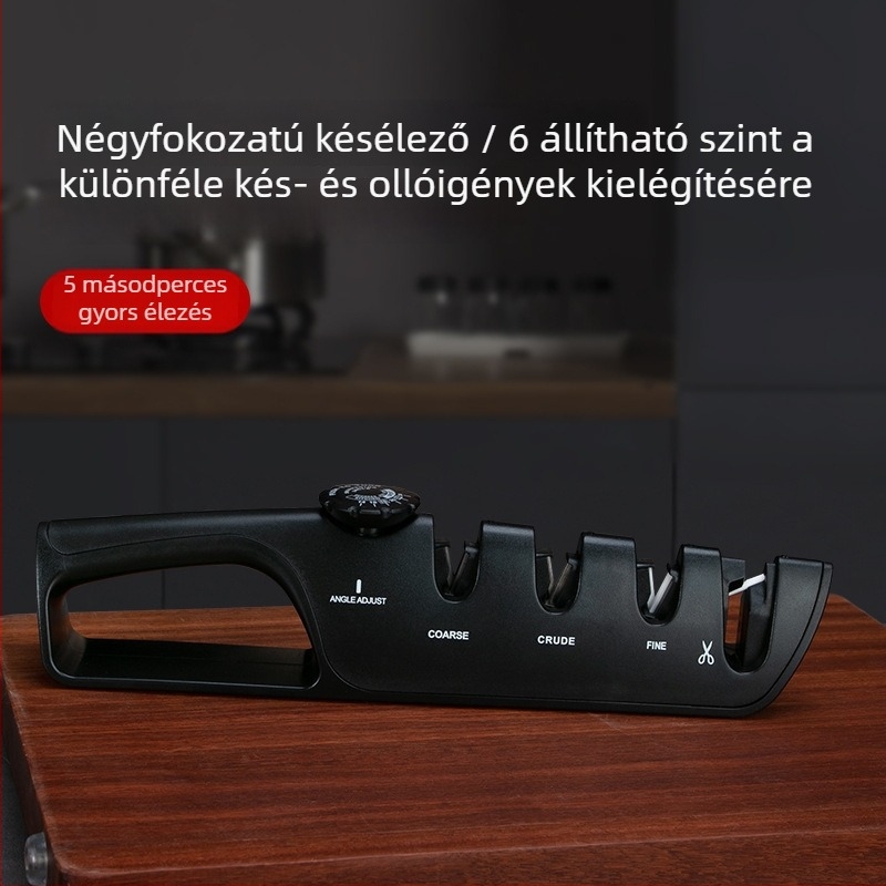 Négy az egyben élező kő – kések és ollók számára, kézi konyhai élező gyémánt bevonattal