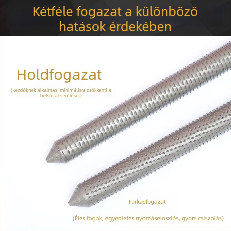 Fuvolakészítéshez készült, két darabos fémfájl készlet, 1 m hosszú, kör keresztmetszetű acélfájlok bambusz belső üregeihez és faragáshoz