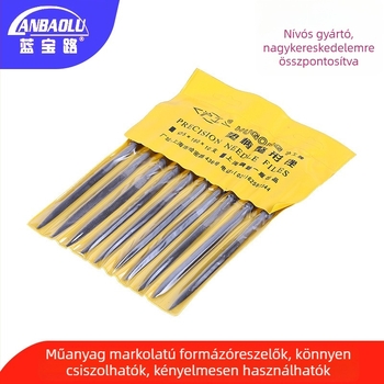 Magas széntartalmú acélból készült háromszög alakú reszelő készlet műanyag nyéllel, kézi polírozáshoz, csúszásmentes, változatos reszelők