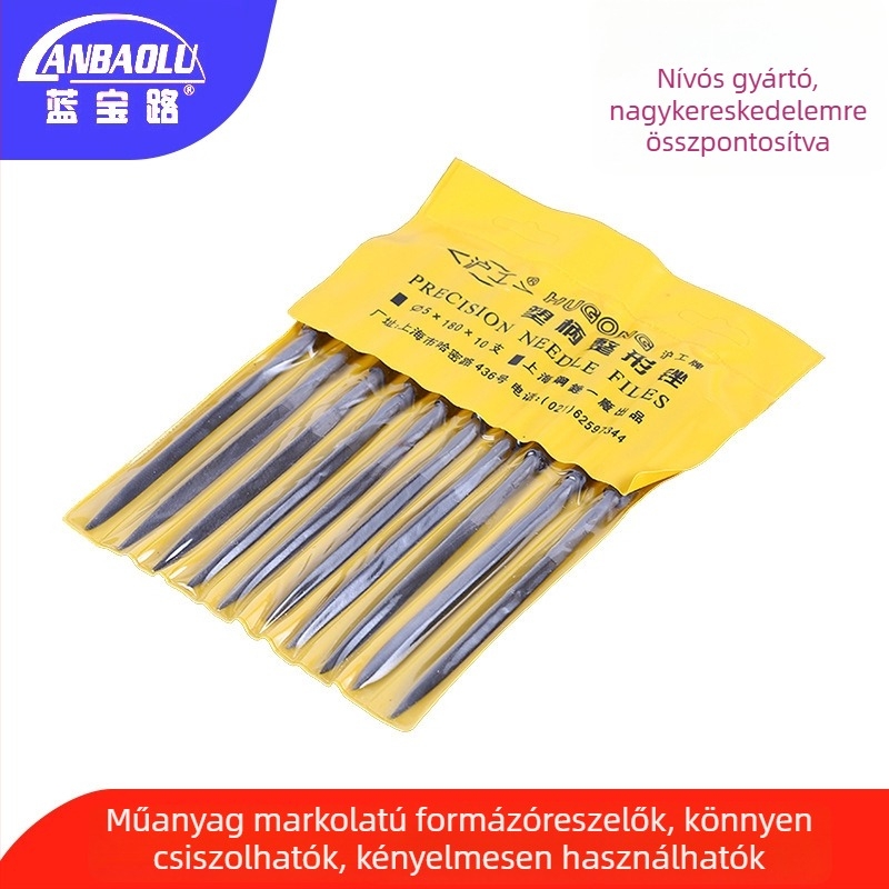 Magas széntartalmú acélból készült háromszög alakú reszelő készlet műanyag nyéllel, kézi polírozáshoz, csúszásmentes, változatos reszelők