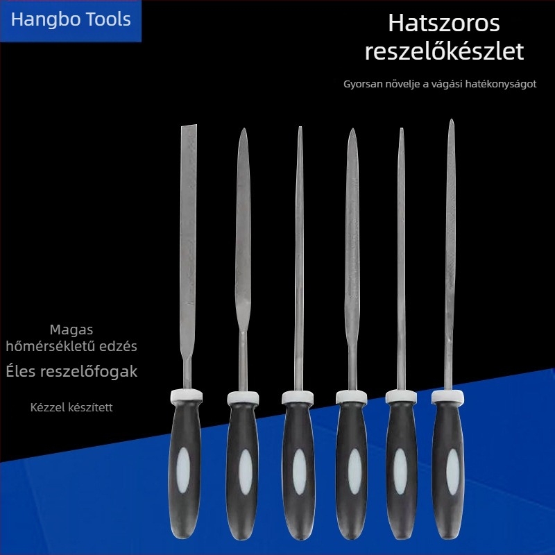 Faipari kézi reszelőkészlet, 3×140 mm, műanyag fogantyúval, sík- és háromszögreszelő, T12-es magas szén tartalmú acél