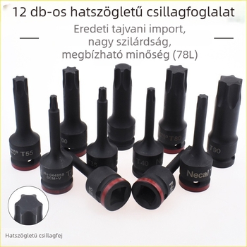1/2 hüvelykes pneumatikus integrált csatlakozó bit, 12,5 mm, Torx T25-T90