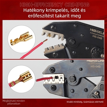 HS-0546B Préselő fogó autóhálózati kábelezéshez, 0.5–6 mm², hidraulikus, terminálokkal 6.3/4.8/2.8 mm
