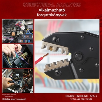 HS-0546B Préselő fogó autóhálózati kábelezéshez, 0.5–6 mm², hidraulikus, terminálokkal 6.3/4.8/2.8 mm