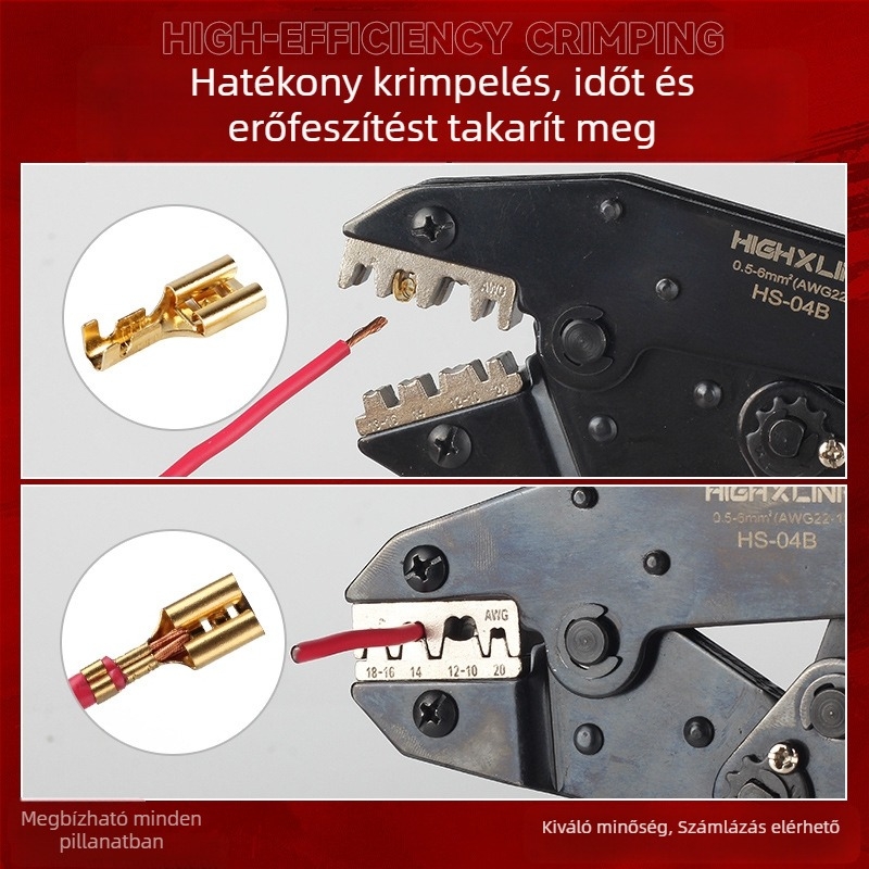 HS-0546B Préselő fogó autóhálózati kábelezéshez, 0.5–6 mm², hidraulikus, terminálokkal 6.3/4.8/2.8 mm