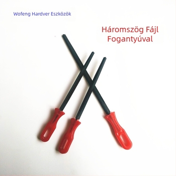 Háromszög alakú reszelő fogantyúval, acélból, nemvasfémekhez, 5–8 hüvelyk