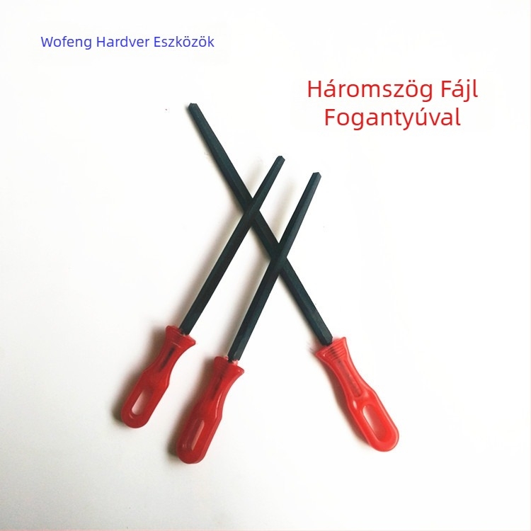 Háromszög alakú reszelő fogantyúval, acélból, nemvasfémekhez, 5–8 hüvelyk