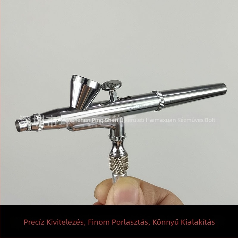 Körömépítő szórópisztoly készlet mini levegőpumpával, gél-lakk spray tollal, japán stílusú gradient és kockás minta
